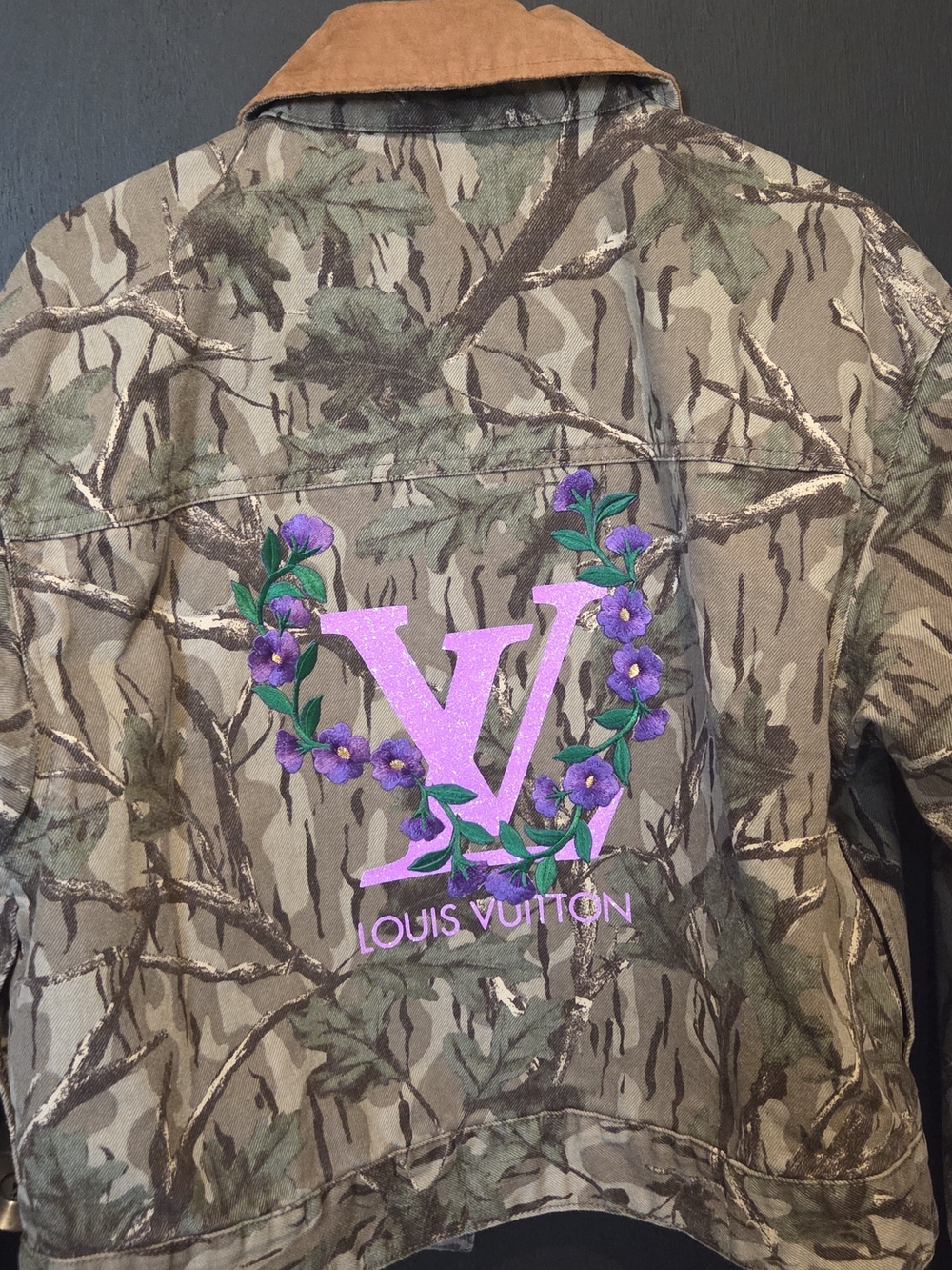 wild fable Camouflage Utility Jacket with Purple Floral LV Patch